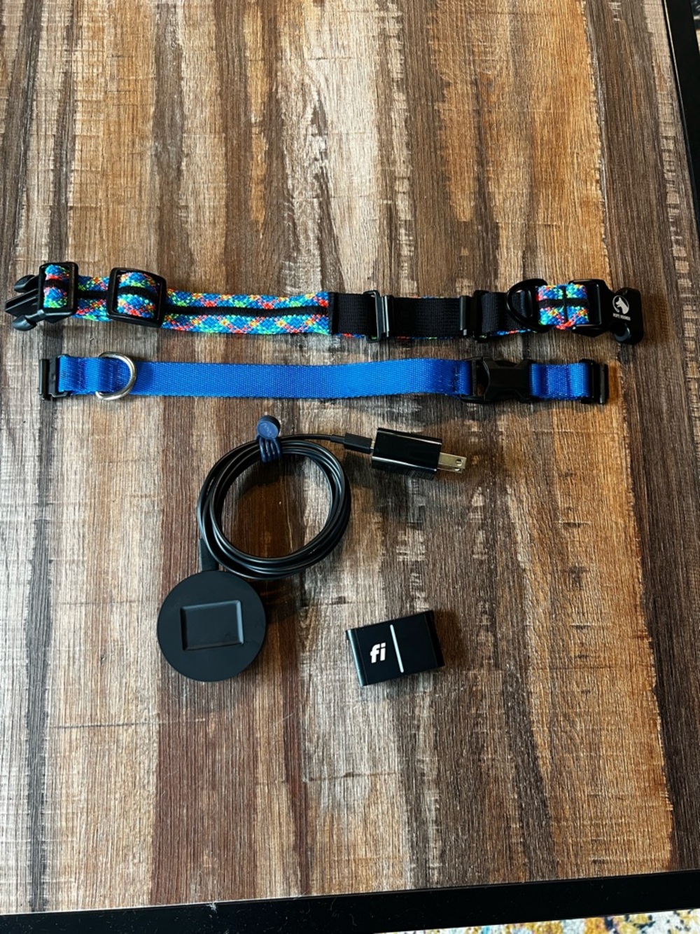 Fi Smart Dog GPS Collar Kit with Rainbow & Blue Straps - Small